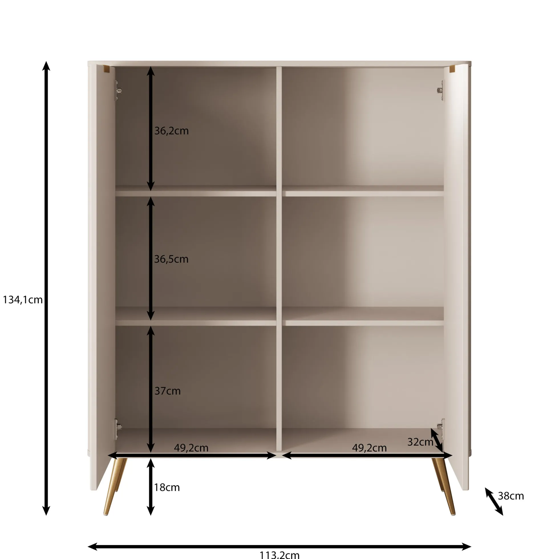 Lima - Dressoir - Beige - 113x38x134 cm