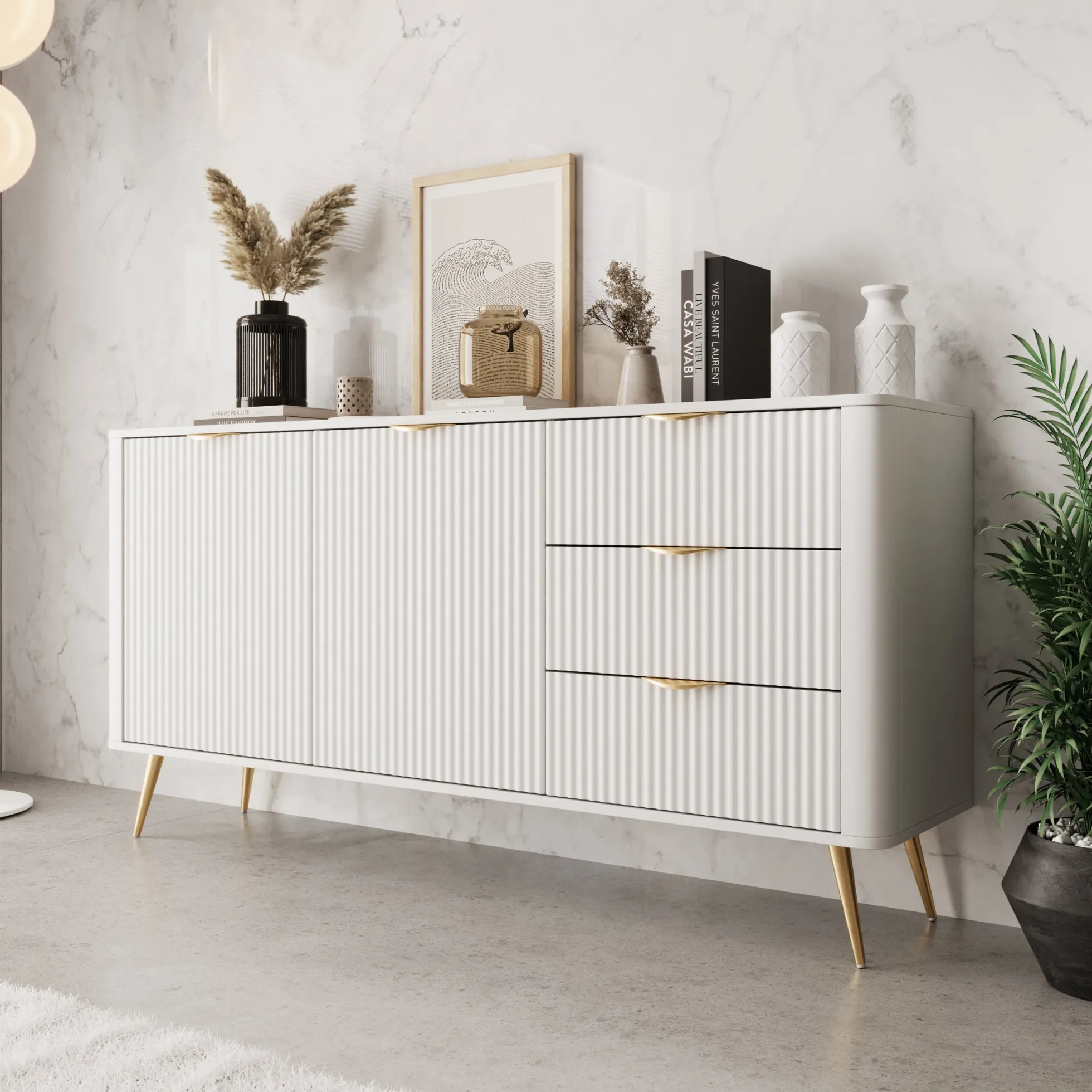 Lima - Dressoir - Wit - 163x38x81 cm