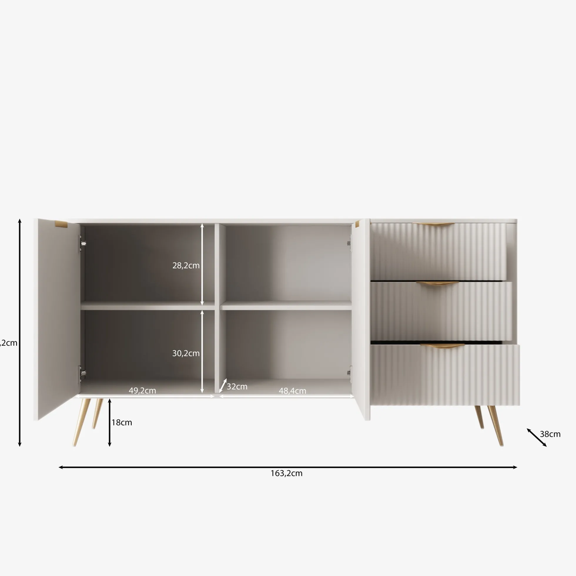 Lima - Dressoir - Wit - 163x38x81 cm
