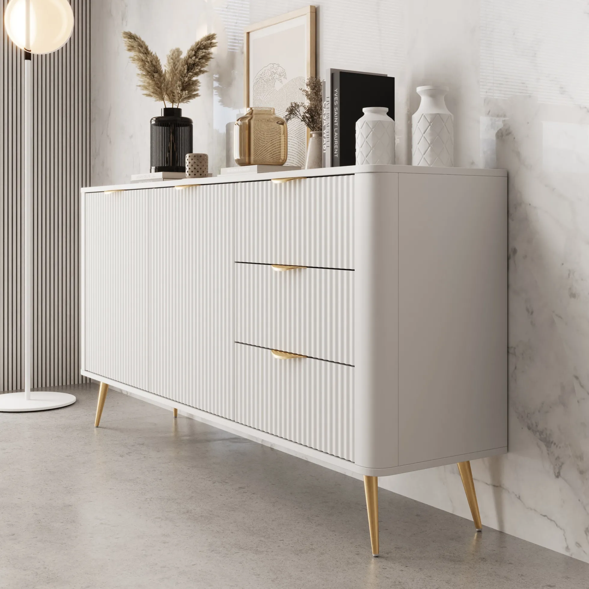 Lima - Dressoir - Wit - 163x38x81 cm