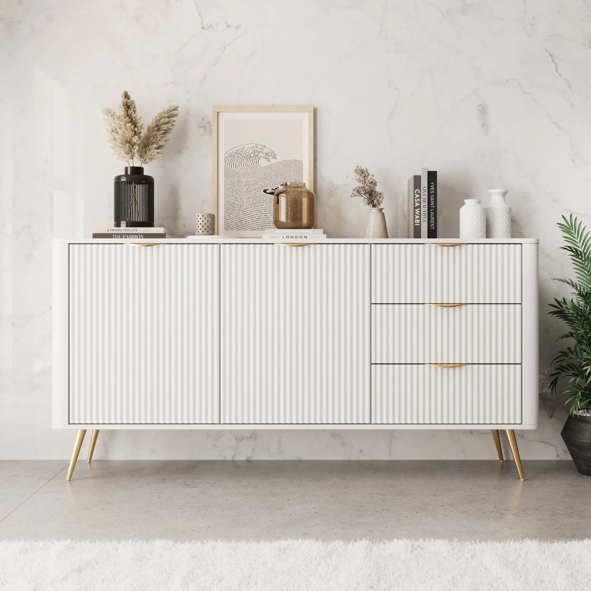 Lima - Dressoir - Wit - 163x38x81 cm