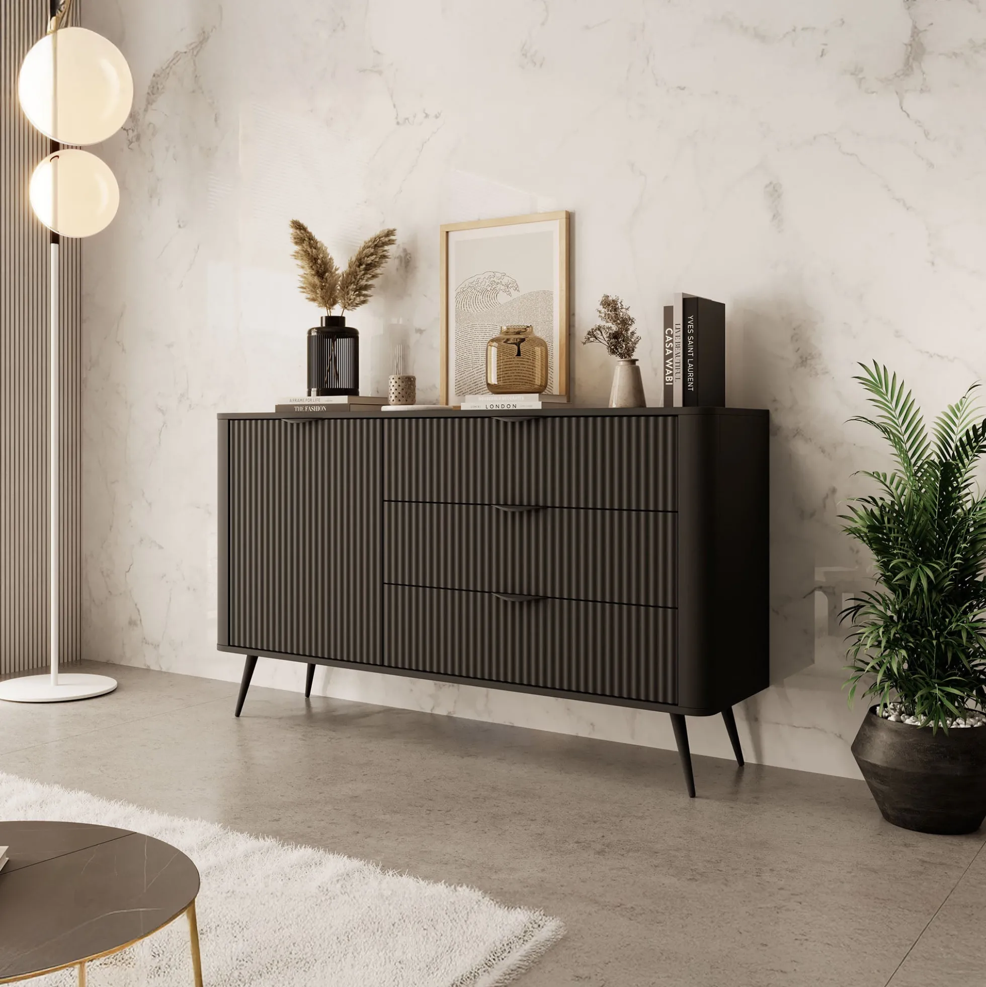 Lima - Dressoir - Zwart - 138x38x81 cm