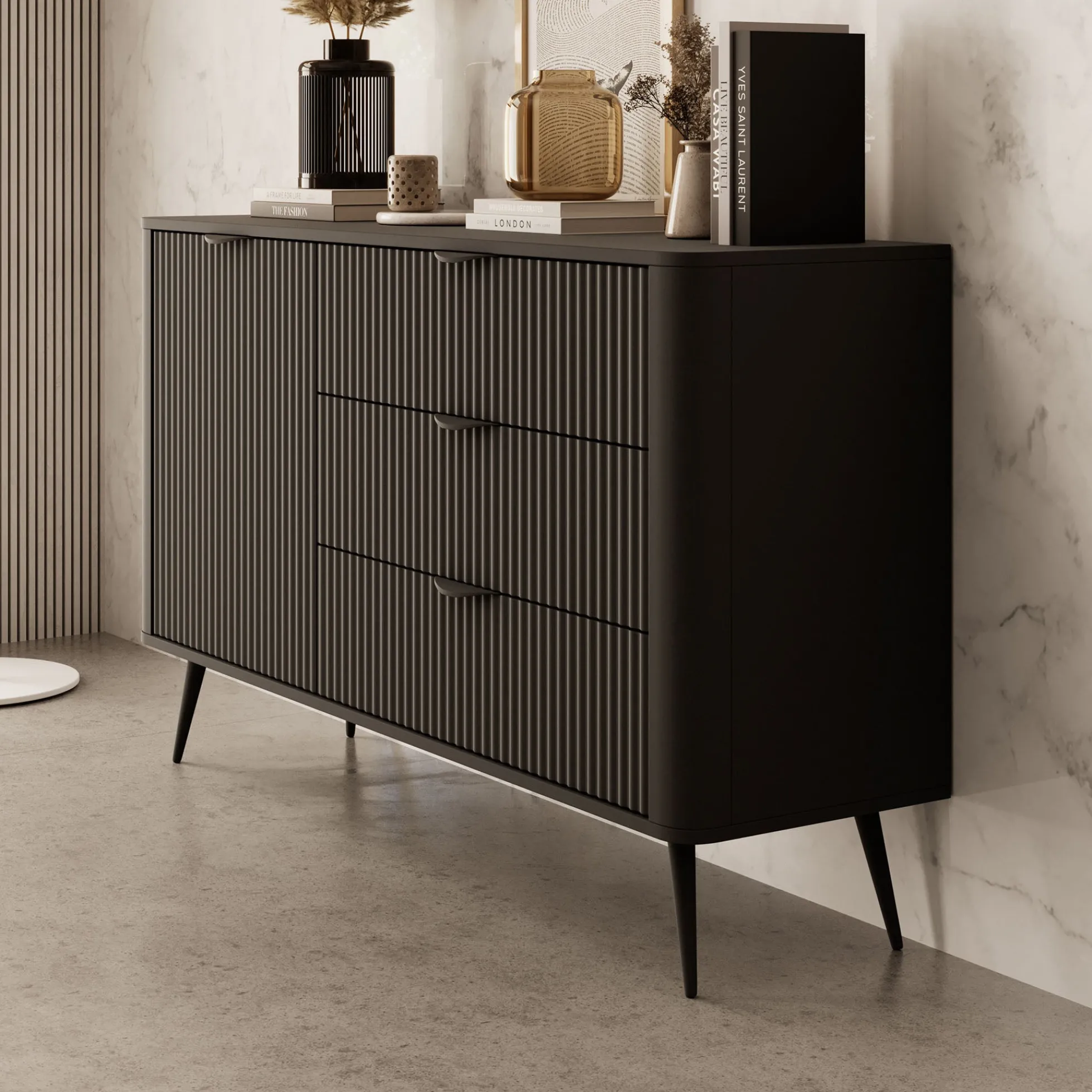 Lima - Dressoir - Zwart - 138x38x81 cm