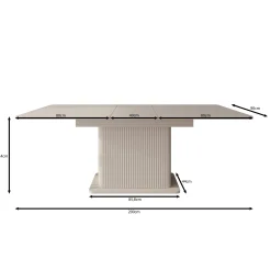 Lima - Eetkamertafel - Uitschuifbaar - Beige - 160-200x90x75 cm