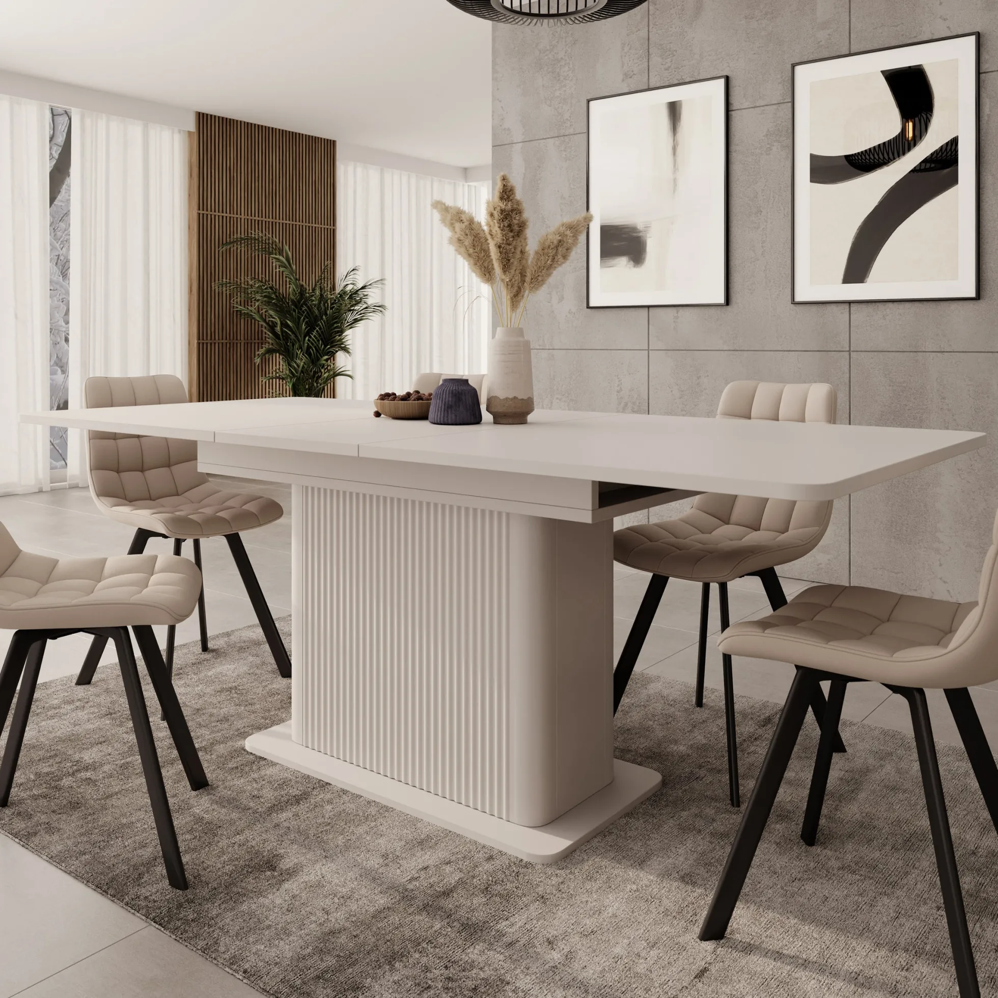 Lima - Eetkamertafel - Uitschuifbaar - Beige - 160-200x90x75 cm