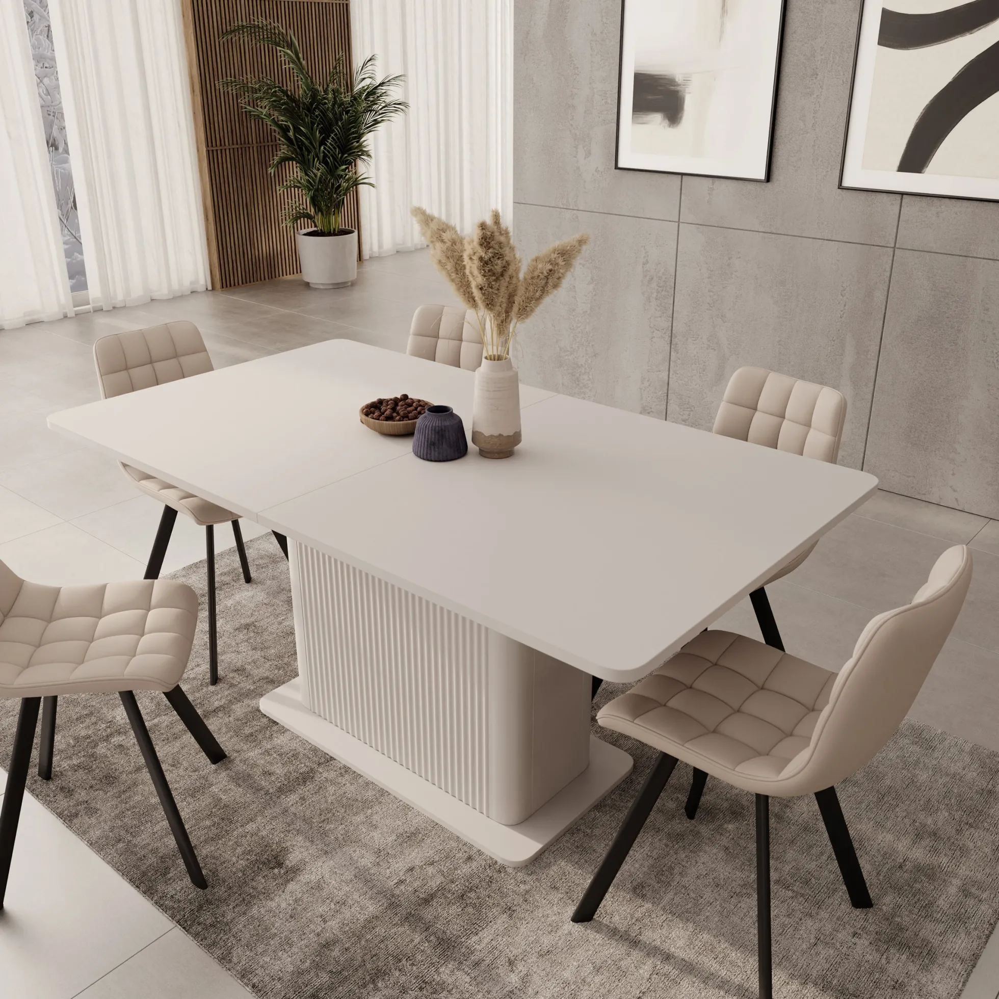 Lima - Eetkamertafel - Uitschuifbaar - Beige - 160-200x90x75 cm
