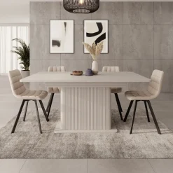 Lima - Eetkamertafel - Uitschuifbaar - Beige - 160-200x90x75 cm