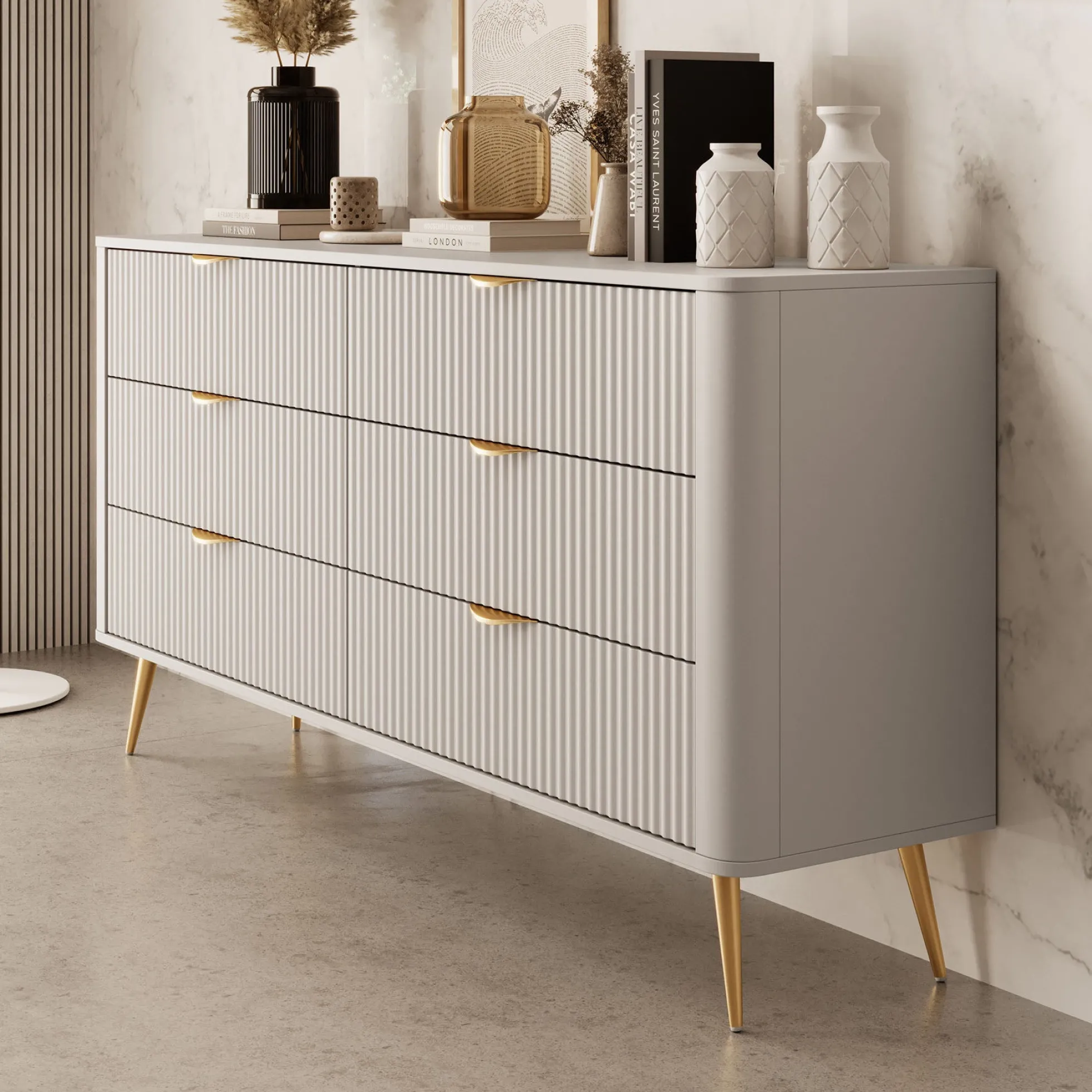 Lima - Ladekast - Beige - 163x38x81 cm