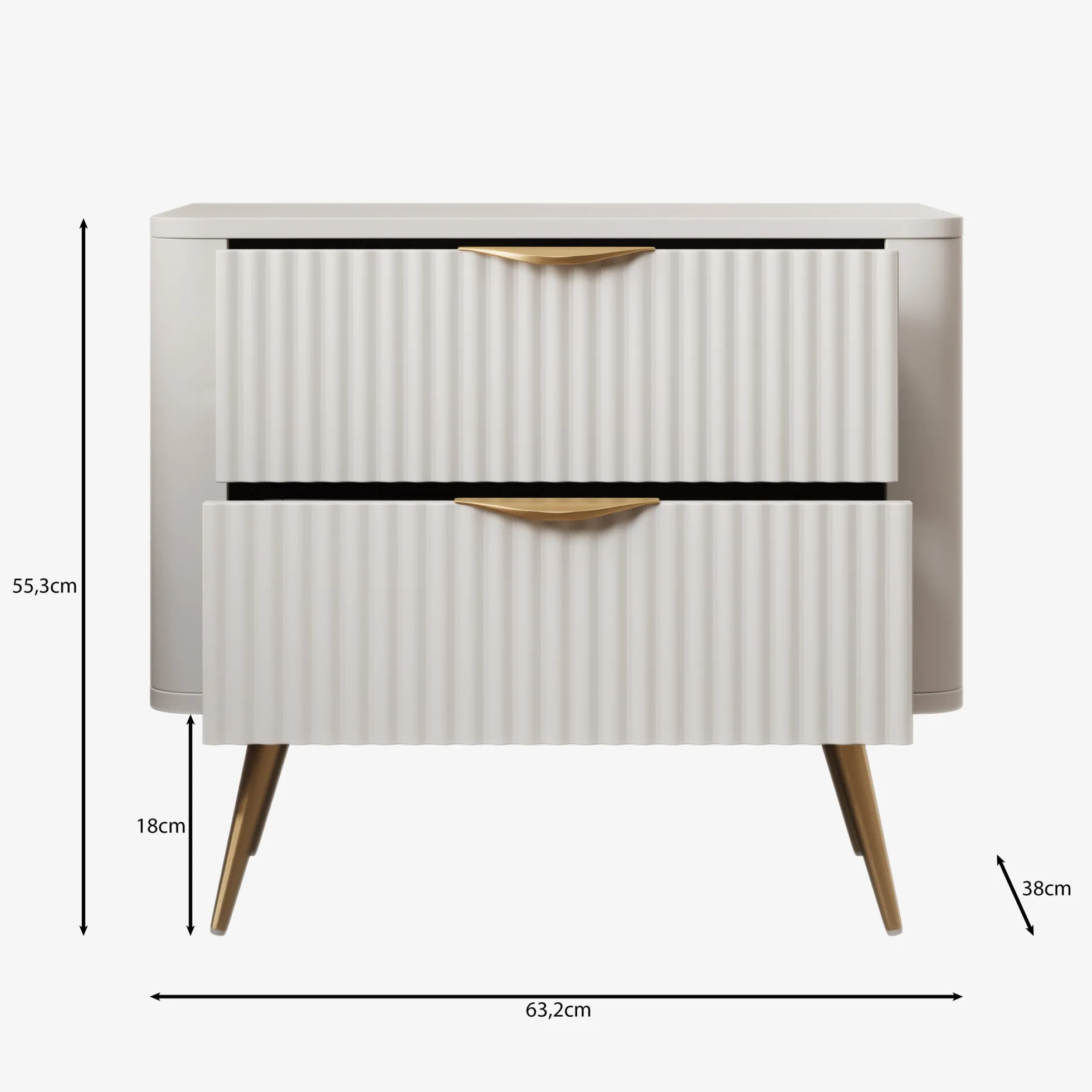Lima - Nachtkastje - Wit - 63x38x55 cm