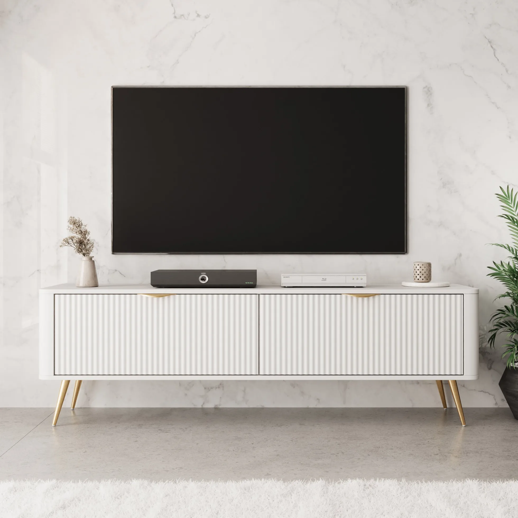 Lima - TV-Meubel - Wit - 163x38x51 cm