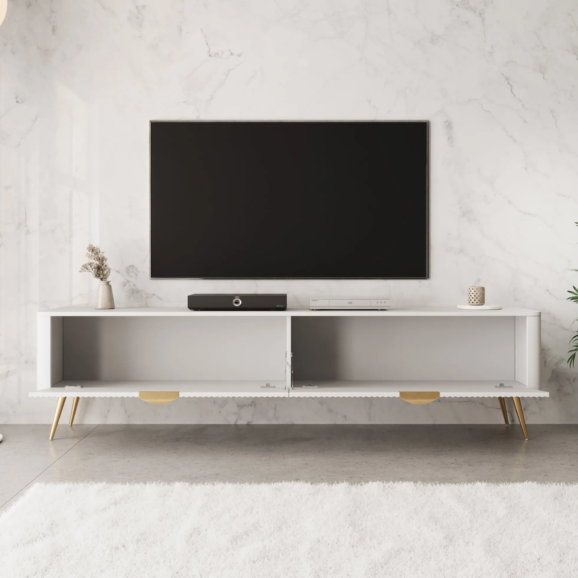 Lima - TV-Meubel - Wit - 200x38x51 cm