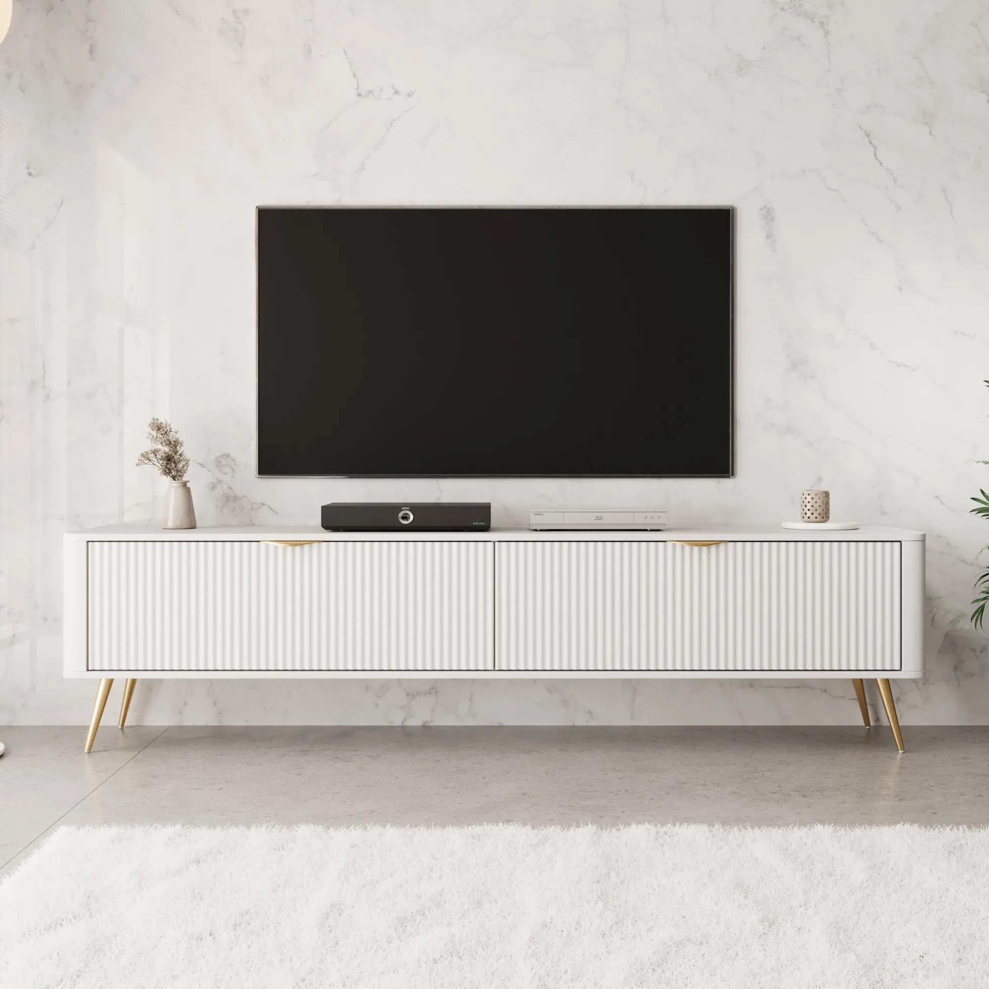 Lima - TV-Meubel - Wit - 200x38x51 cm