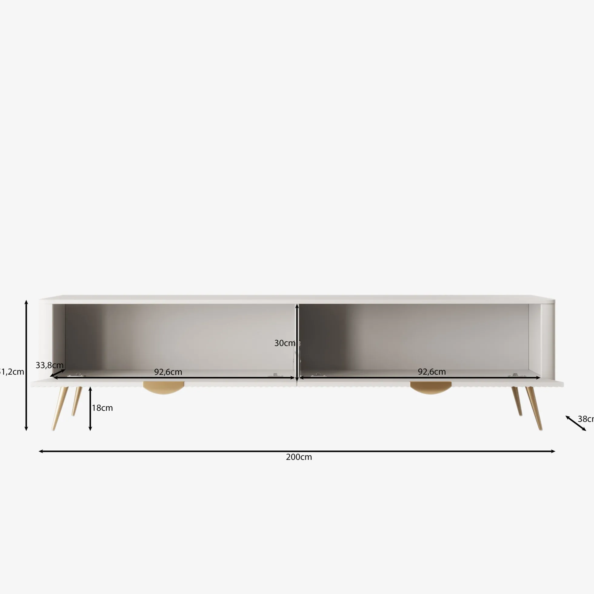 Lima - TV-Meubel - Wit - 200x38x51 cm