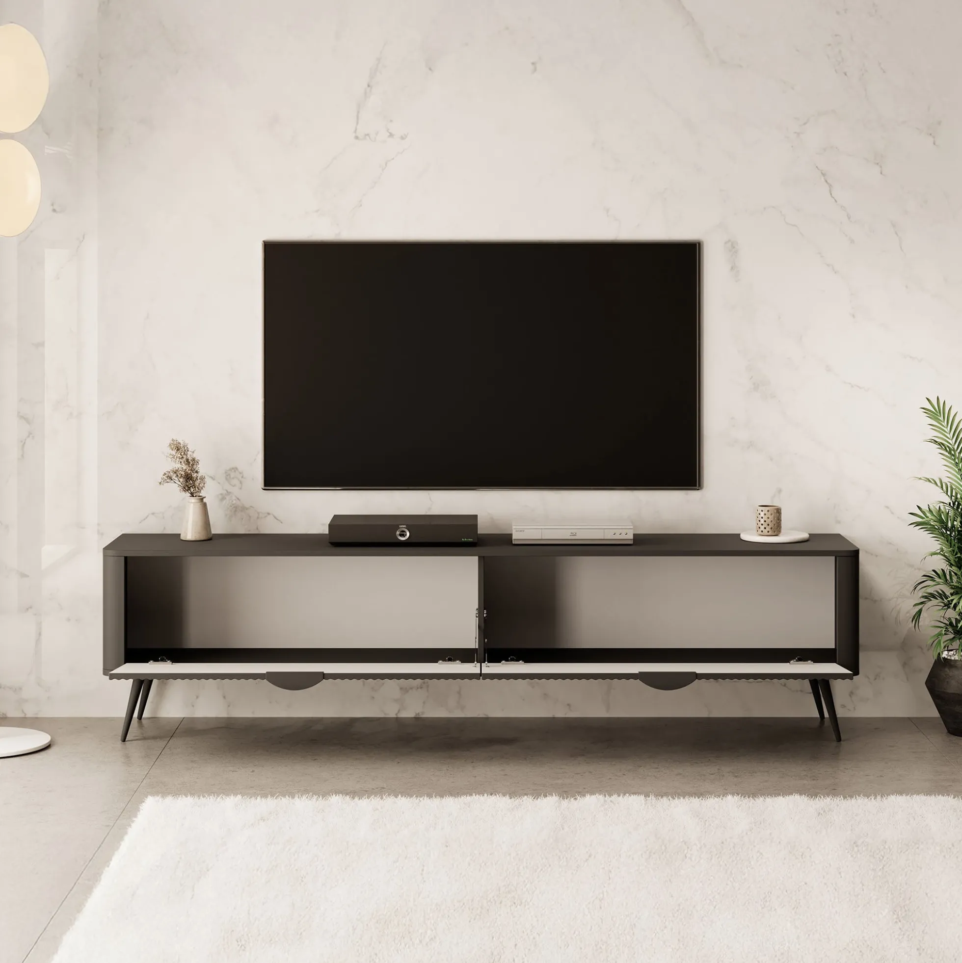 Lima - TV-Meubel - Zwart - 200x38x51 cm