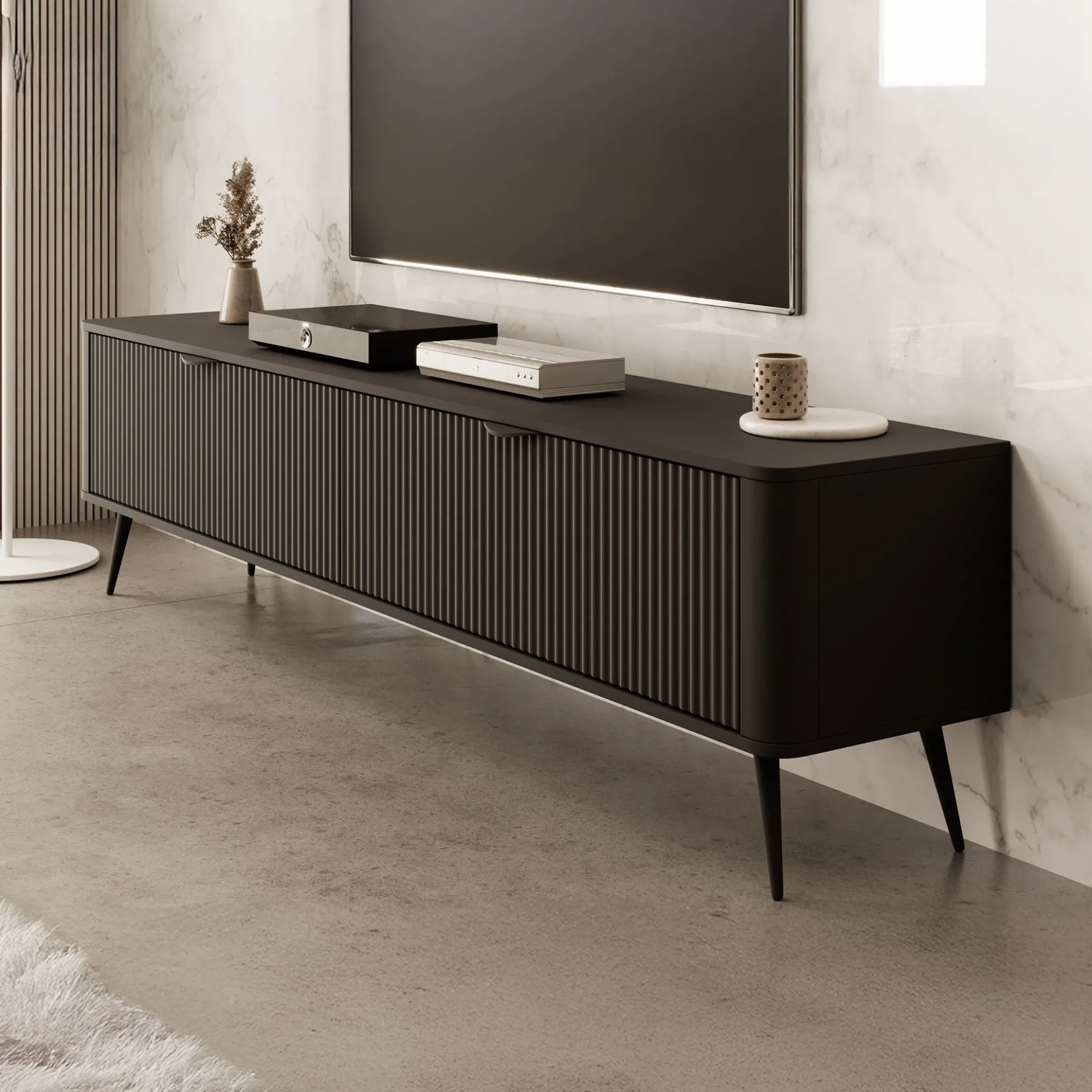 Lima - TV-Meubel - Zwart - 200x38x51 cm