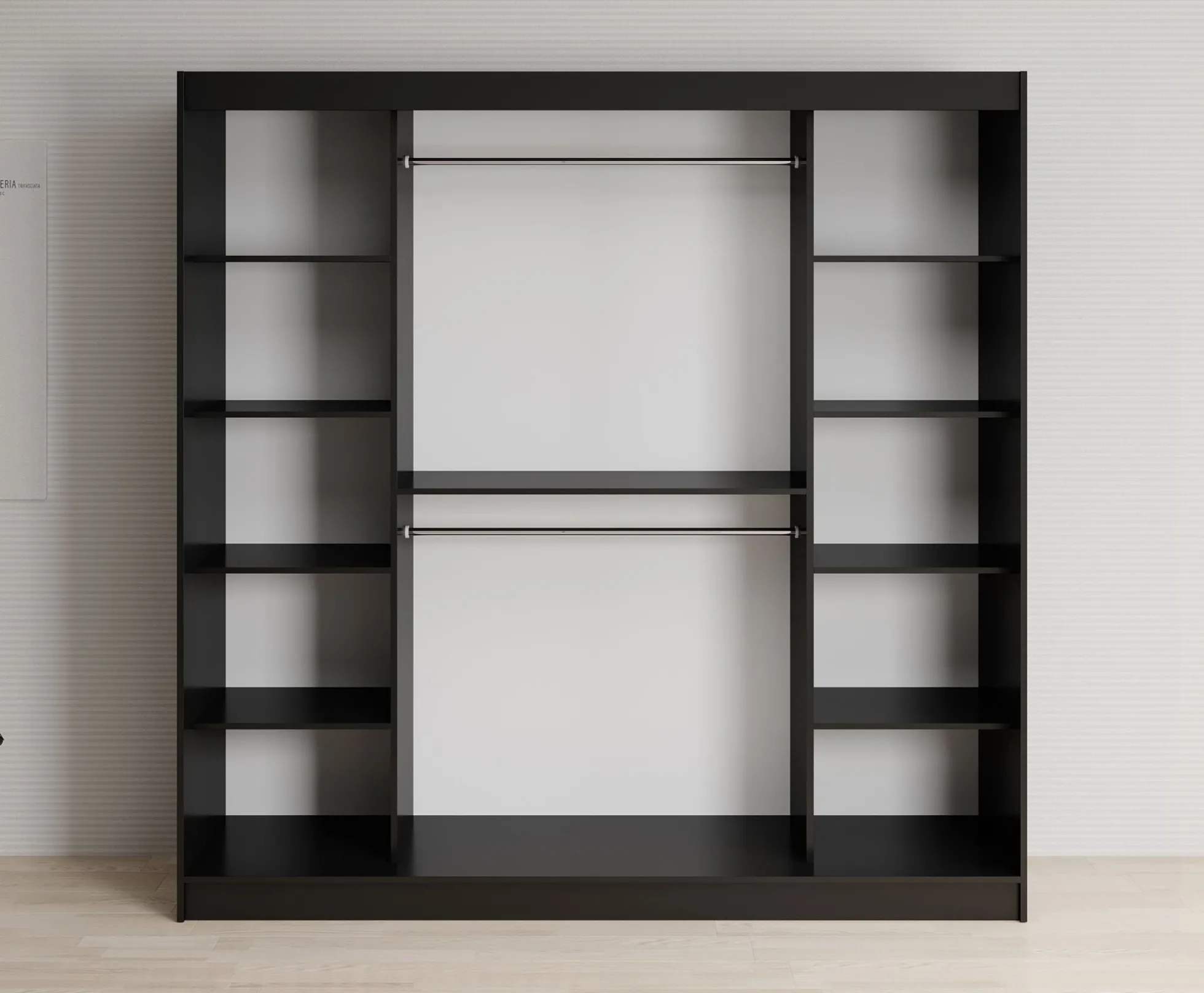 Lisbon 2 - Kledingkast met schuifdeuren - Zwart/eiken - 200x62x200 cm