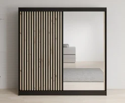 Lisbon 2 - Kledingkast met schuifdeuren - Zwart/eiken - 200x62x200 cm