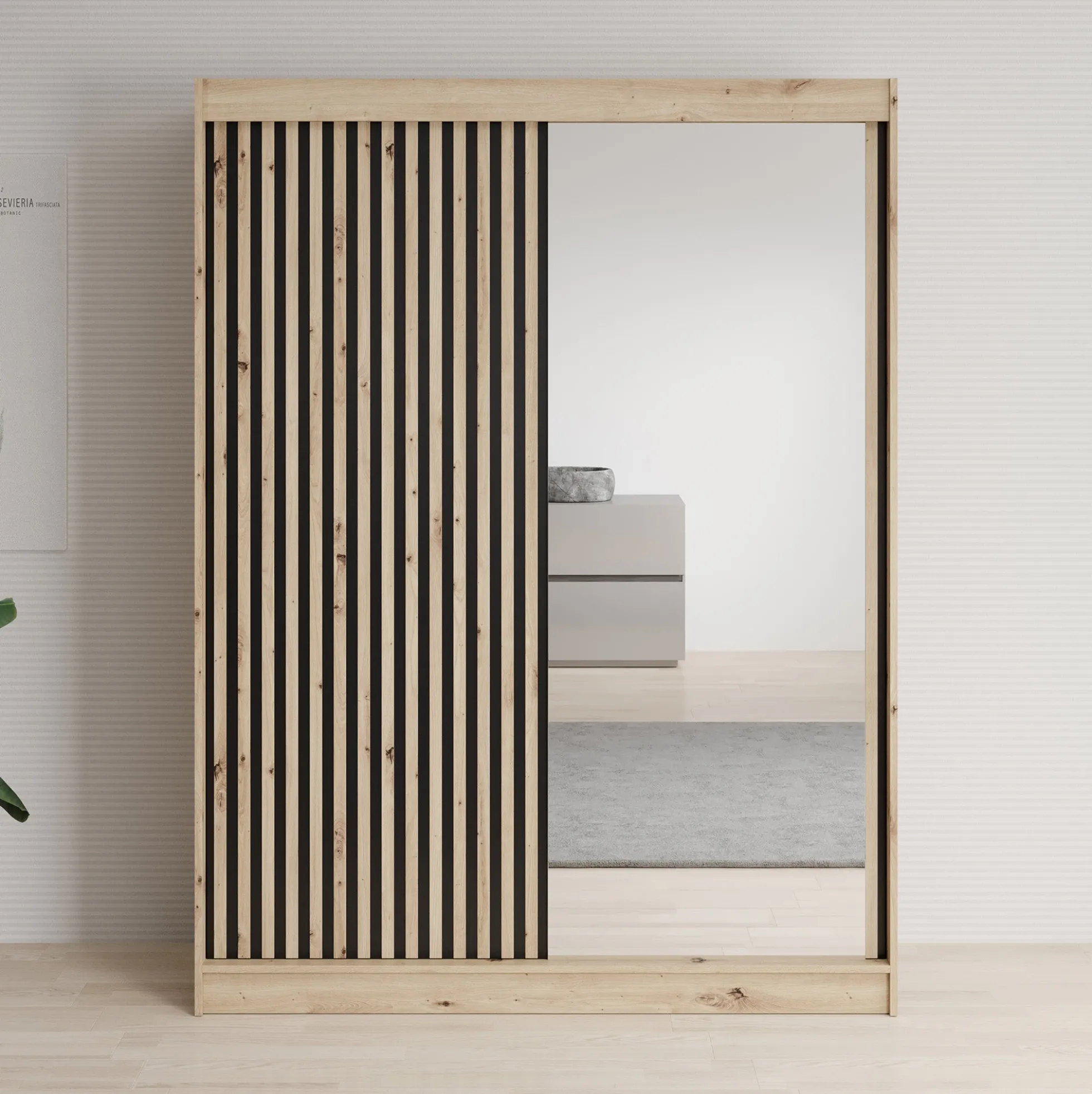 Lisbon 2 - Kledingkast met schuifdeuren - Eiken - 150x62x200 cm
