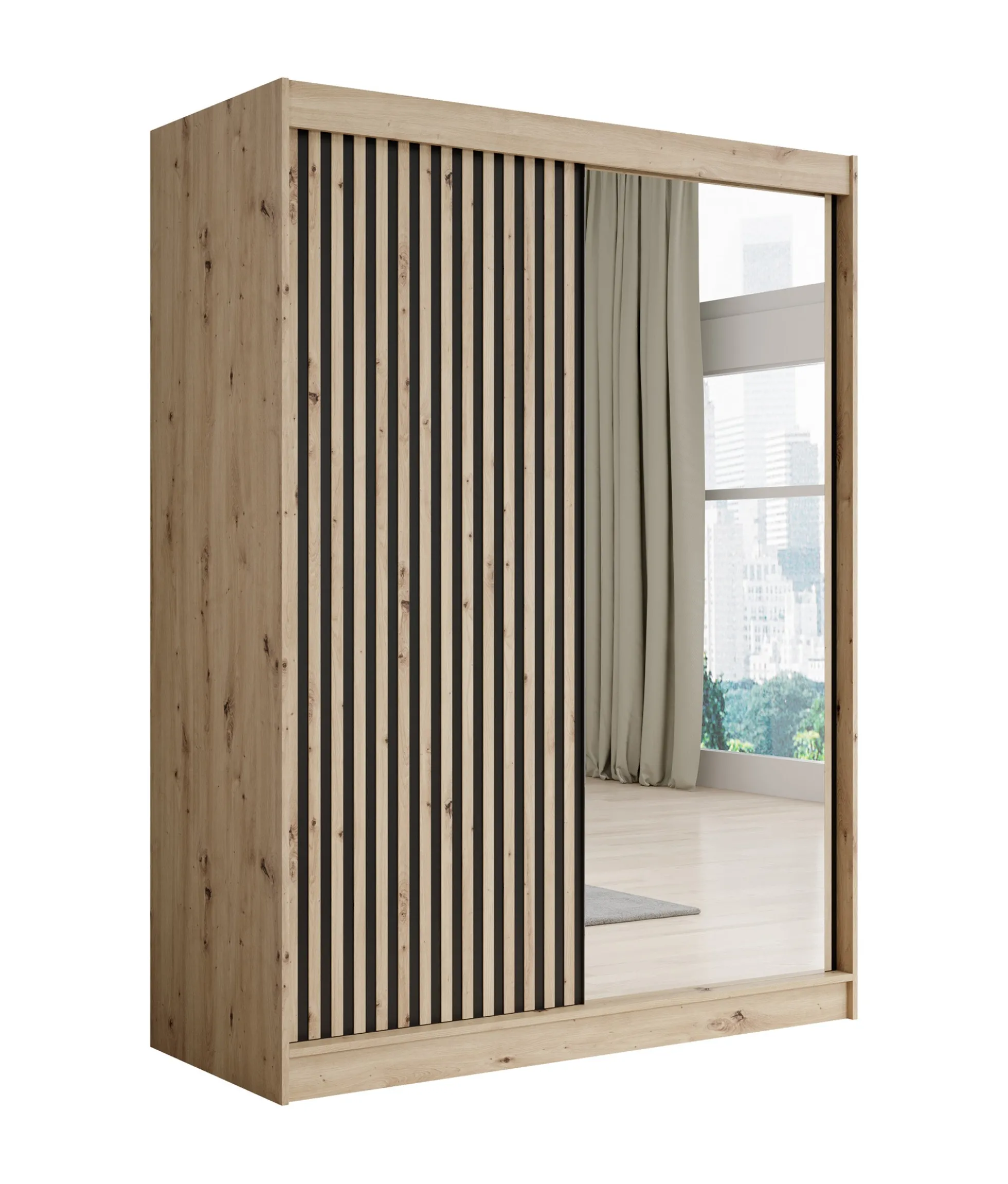 Lisbon 2 - Kledingkast met schuifdeuren - Eiken - 150x62x200 cm