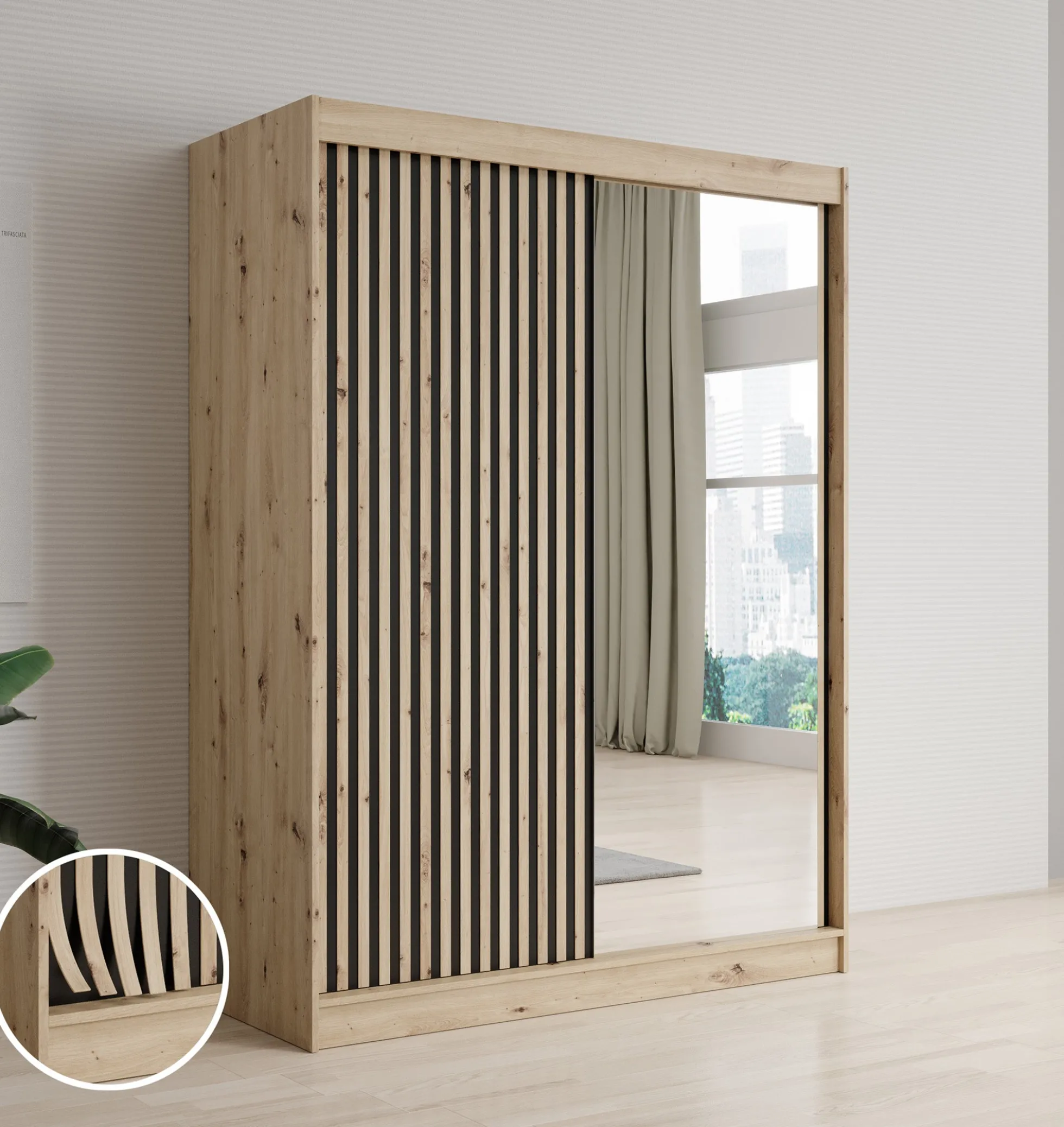 Lisbon 2 - Kledingkast met schuifdeuren - Eiken - 150x62x200 cm