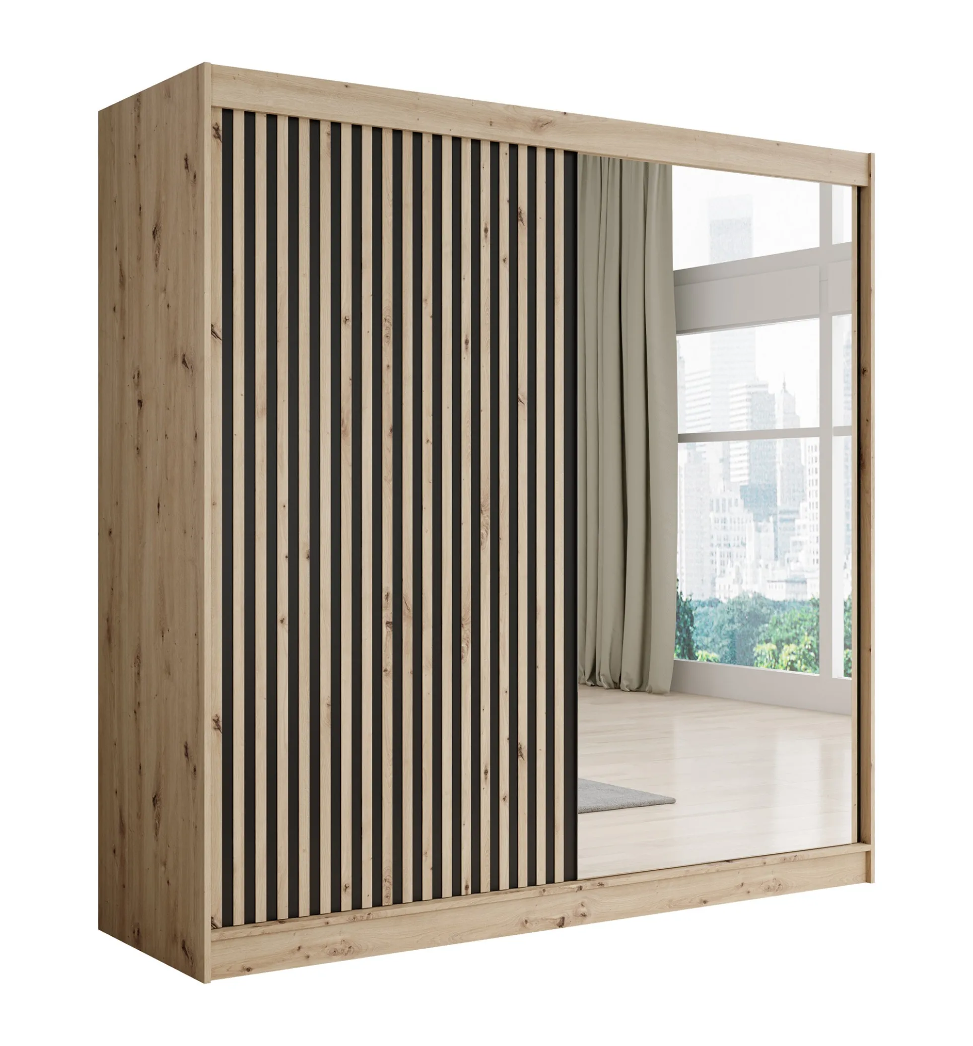 Lisbon 2 - Kledingkast met schuifdeuren - Eiken - 200x62x200 cm
