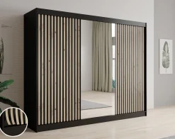 Lisbon 2 - Kledingkast met schuifdeuren - Zwart/eiken - 250x62x200 cm