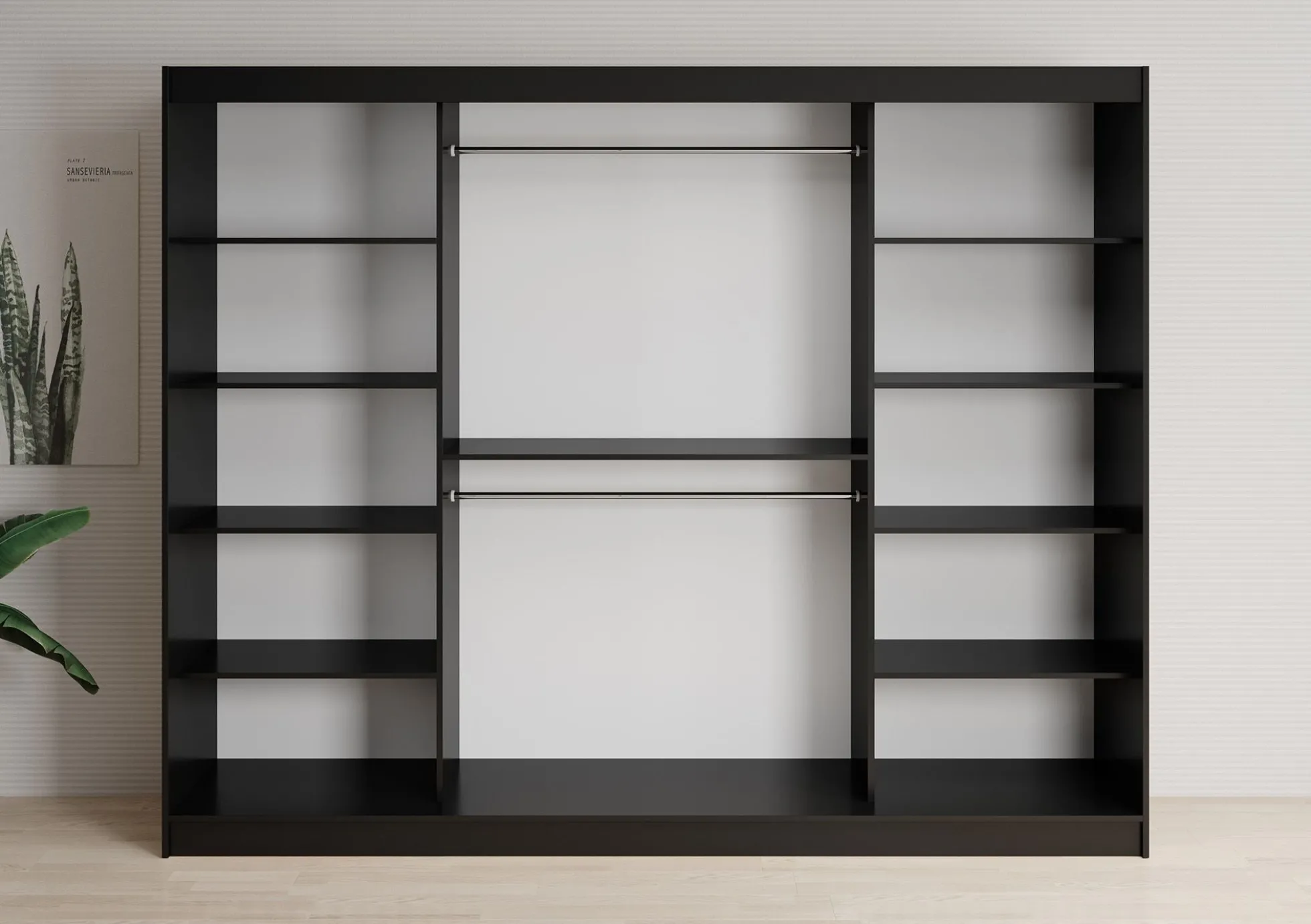 Lisbon 2 - Kledingkast met schuifdeuren - Zwart/eiken - 250x62x200 cm