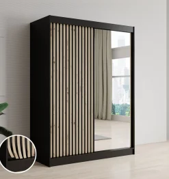 Lisbon 2 - Kledingkast met schuifdeuren - Zwart/eiken - 150x62x200 cm