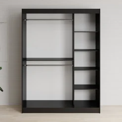 Lisbon 2 - Kledingkast met schuifdeuren - Zwart/eiken - 150x62x200 cm