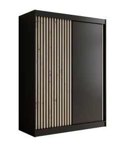 Lisbon - Kledingkast met schuifdeuren - Zwart/eiken - 150x62x200 cm