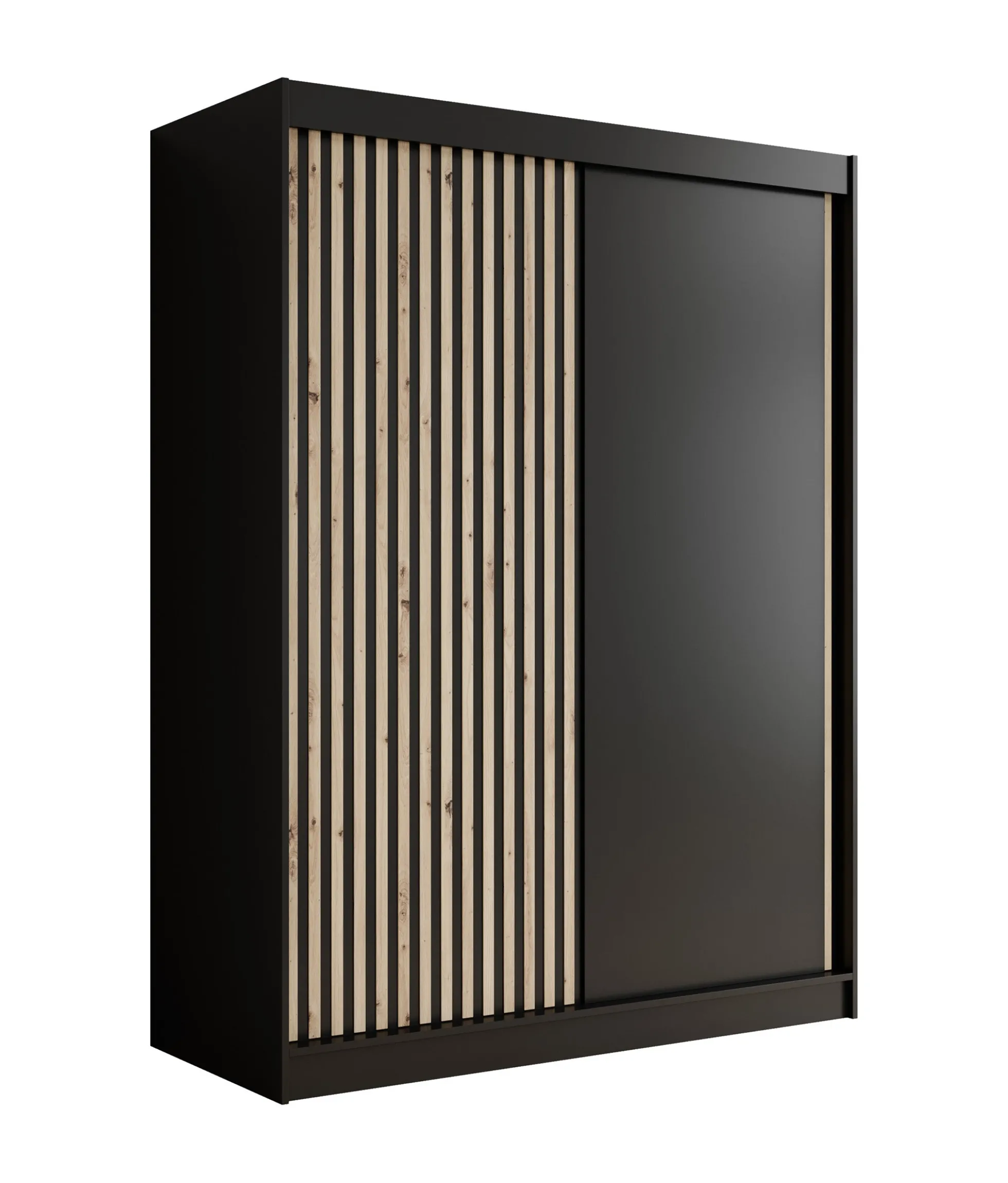 Lisbon - Kledingkast met schuifdeuren - Zwart/eiken - 150x62x200 cm