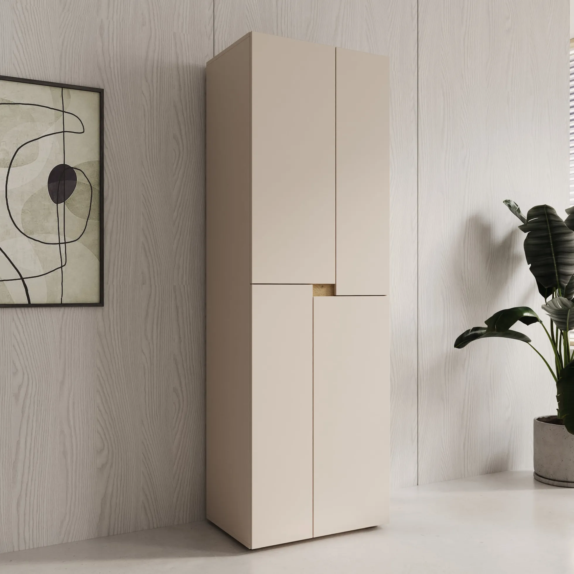 Lombok - Kledingkast met 4 deuren - Beige - 60x42x184 cm
