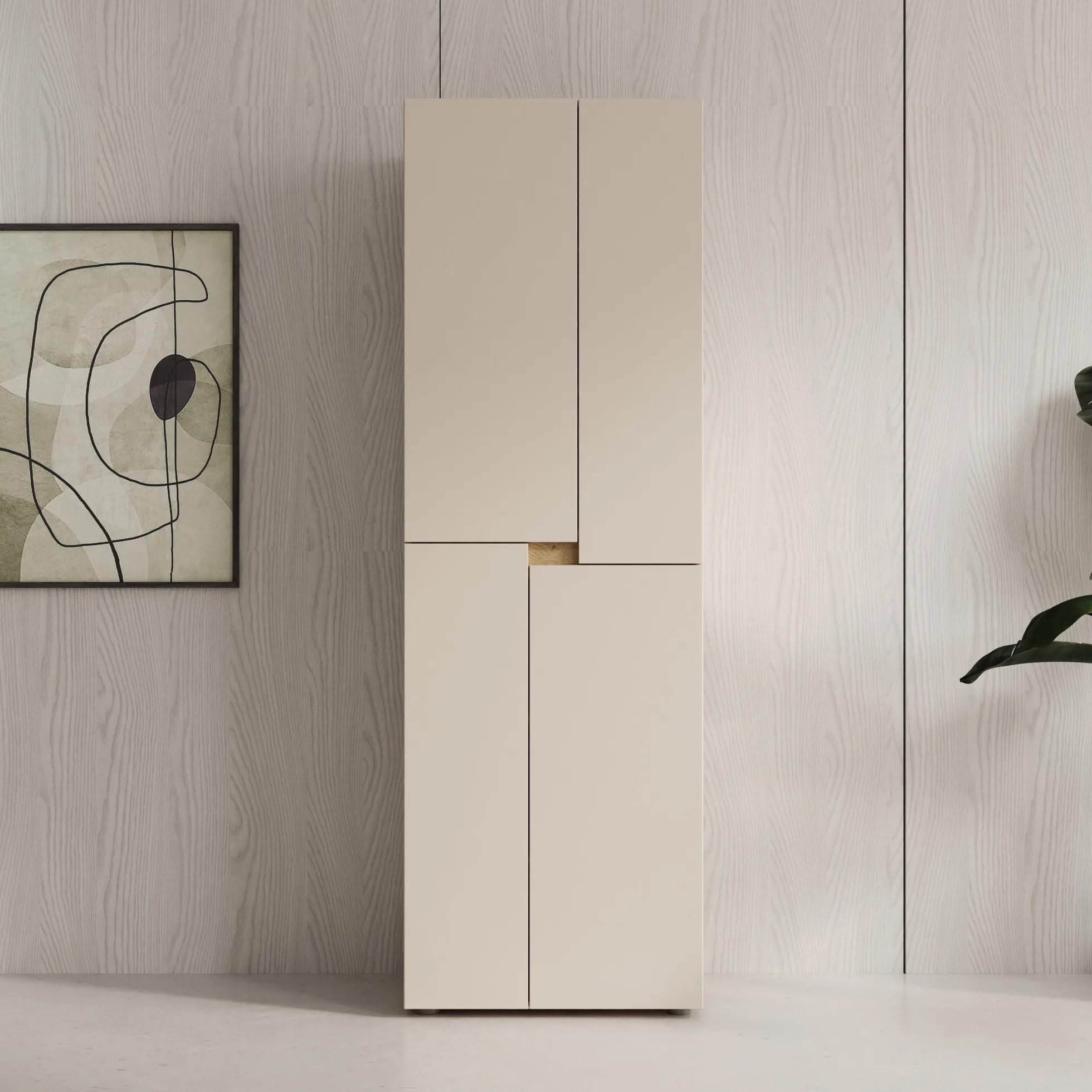 Lombok - Kledingkast met 4 deuren - Beige - 60x42x184 cm