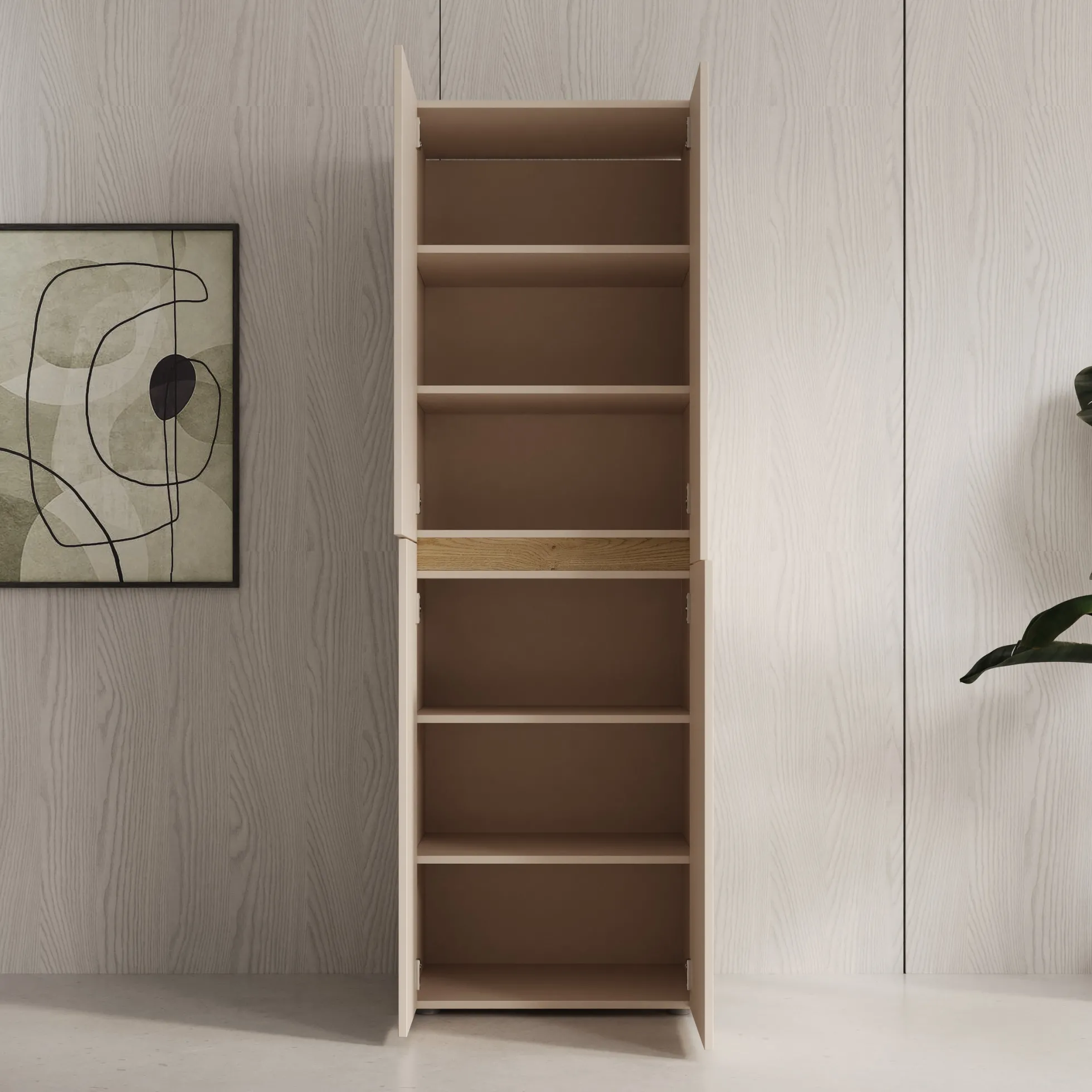 Lombok - Kledingkast met 4 deuren - Beige - 60x42x184 cm