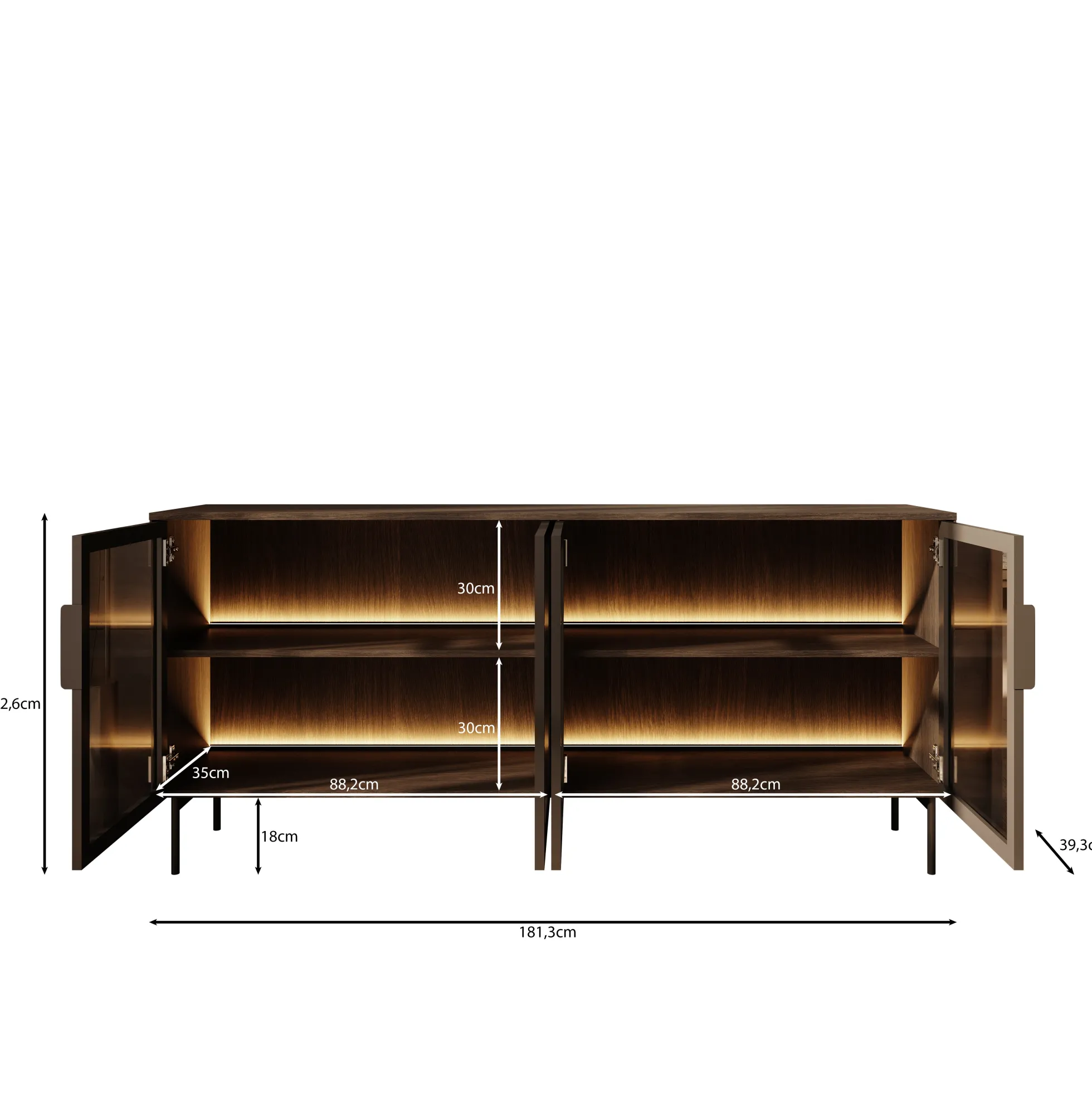 Lomo - Dressoir - Donker eiken - 181x39x83 cm