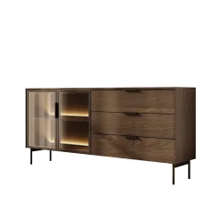 Lomo - Dressoir 3 lades - Donker eiken - 181x39x83 cm