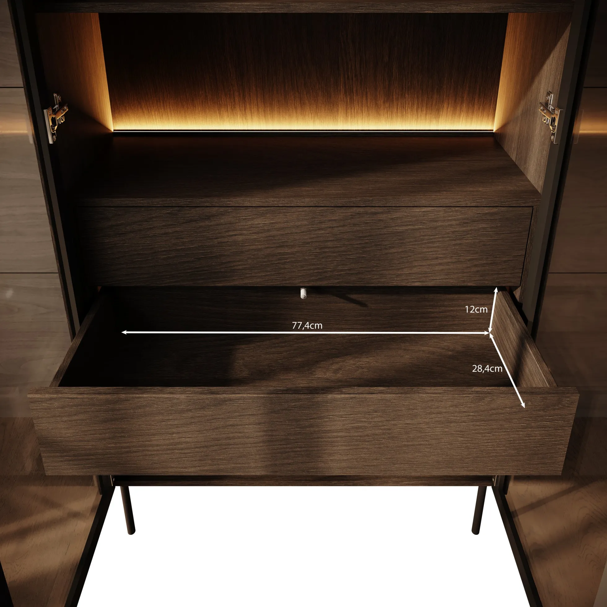 Lomo - Vitrinekast - Beige - 92x39x195 cm