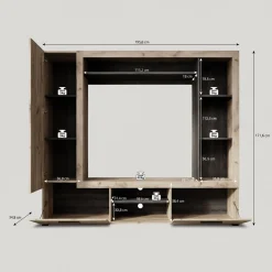 Loni - Wandmeubel - Grijs/zwart - 196x35x172 cm