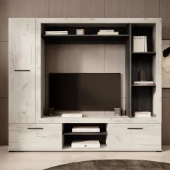 Loni - Wandmeubel - Wit/zwart - 196x35x172 cm