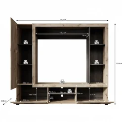 Loni - Wandmeubel - Wit/zwart - 196x35x172 cm