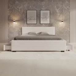 Loox - Tweepersoonsbed - Beige ribstof - 180x200 cm
