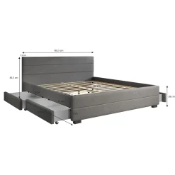 Loox - Tweepersoonsbed - Beige ribstof - 180x200 cm