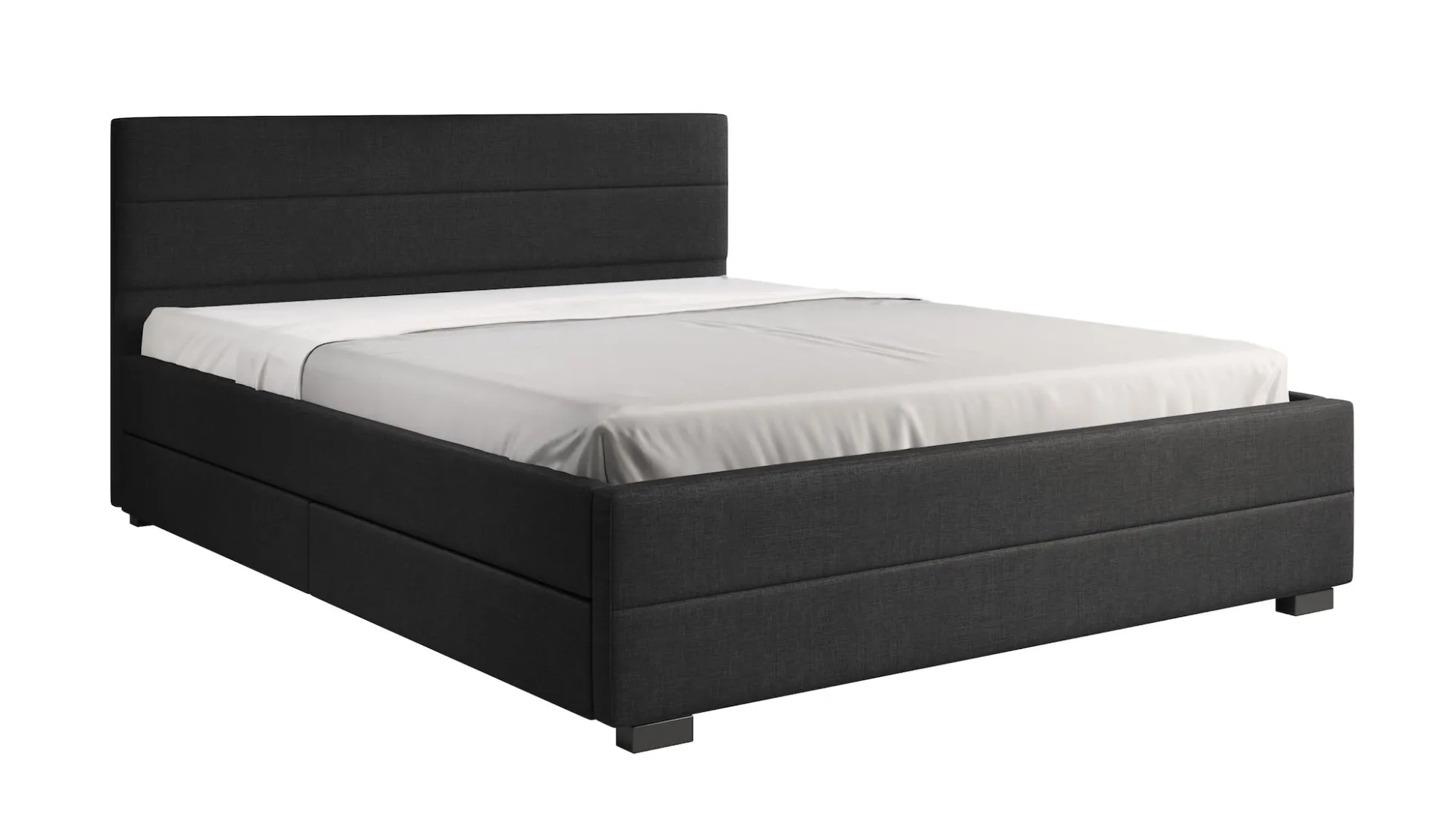 Loox - Tweepersoonsbed met 4 lades - Stof zwart - 160x200 cm