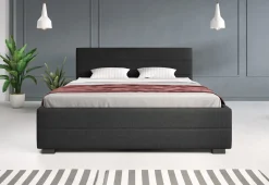 Loox - Tweepersoonsbed met 4 lades - Stof zwart - 160x200 cm