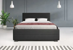 Loox - Tweepersoonsbed met 4 lades - Stof zwart - 140x200 cm