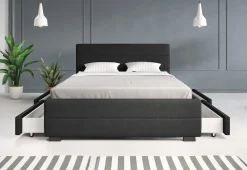 Loox - Tweepersoonsbed met 4 lades - Stof zwart - 140x200 cm