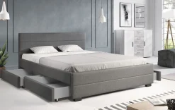 Loox - Tweepersoonsbed met 4 lades - Stof grijs - 160x200 cm
