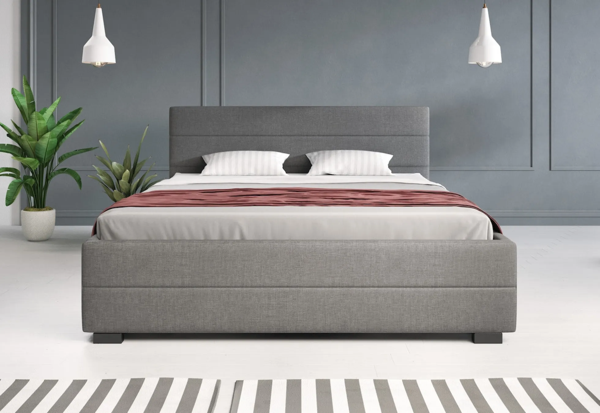 Loox - Tweepersoonsbed met 4 lades - Stof grijs - 160x200 cm