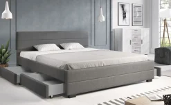 Loox - Tweepersoonsbed met 4 lades - Stof grijs - 180x200 cm