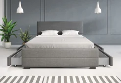 Loox - Tweepersoonsbed met 4 lades - Stof grijs - 140x200 cm